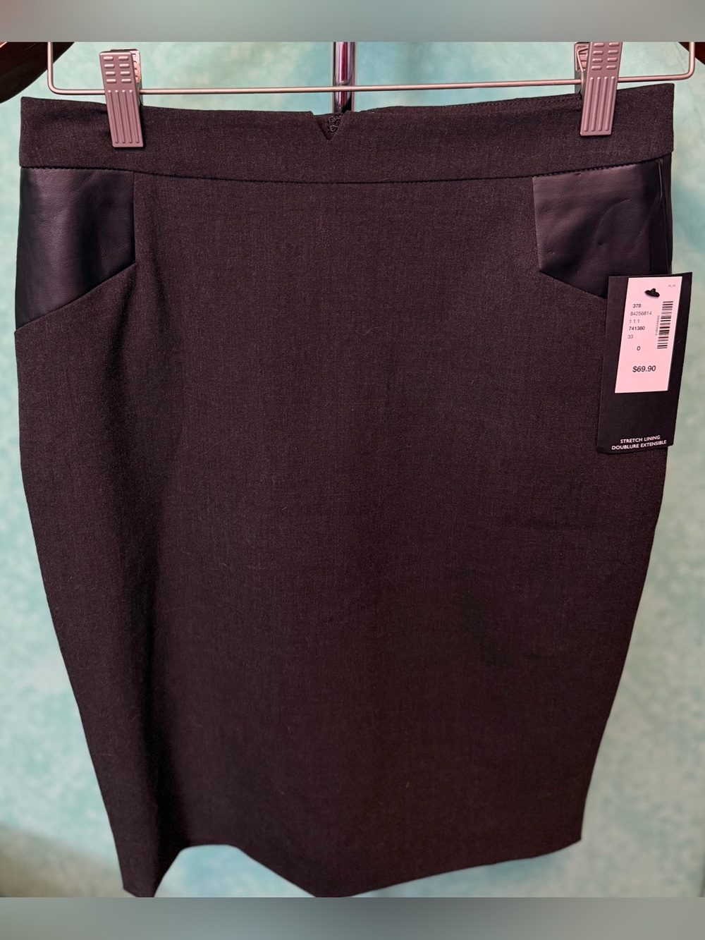 🖤✨NWT-RW&Co Classic Black Pencil Skirt with Faux Leather Trim